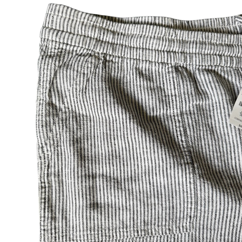 J. Crew Drawstring Linen Black and White Striped Shorts - Picture 7 of 12